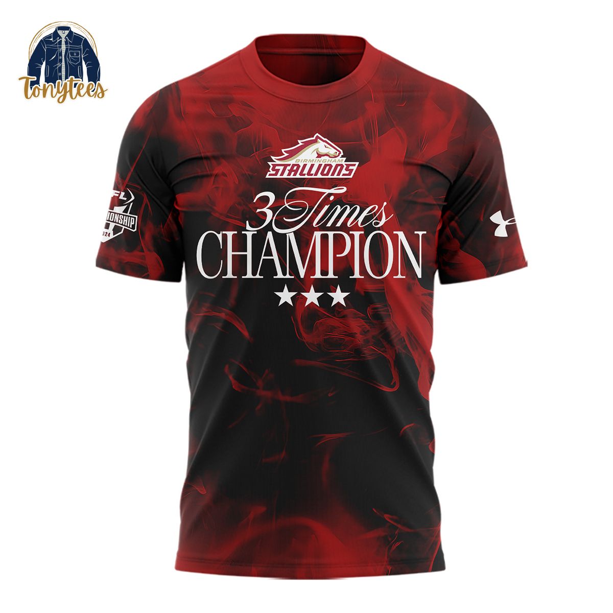Birmingham Stallions 3 Times Champions UFL 3d Shirt