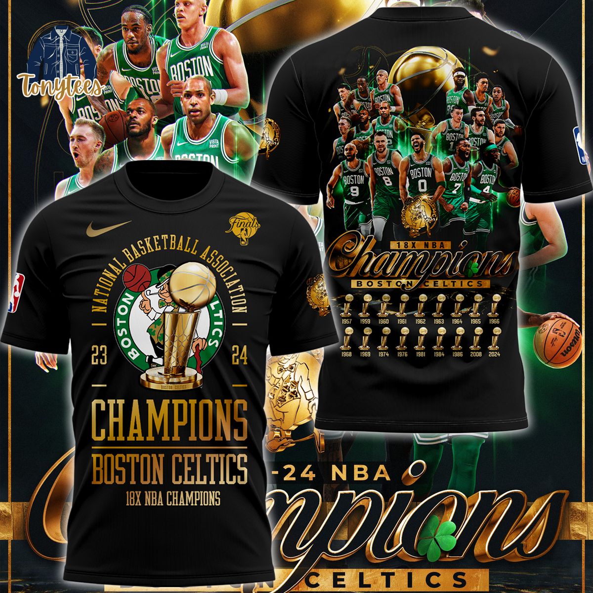 Boston Celtics 18 Time NBA Finals Champions 3d Shirt