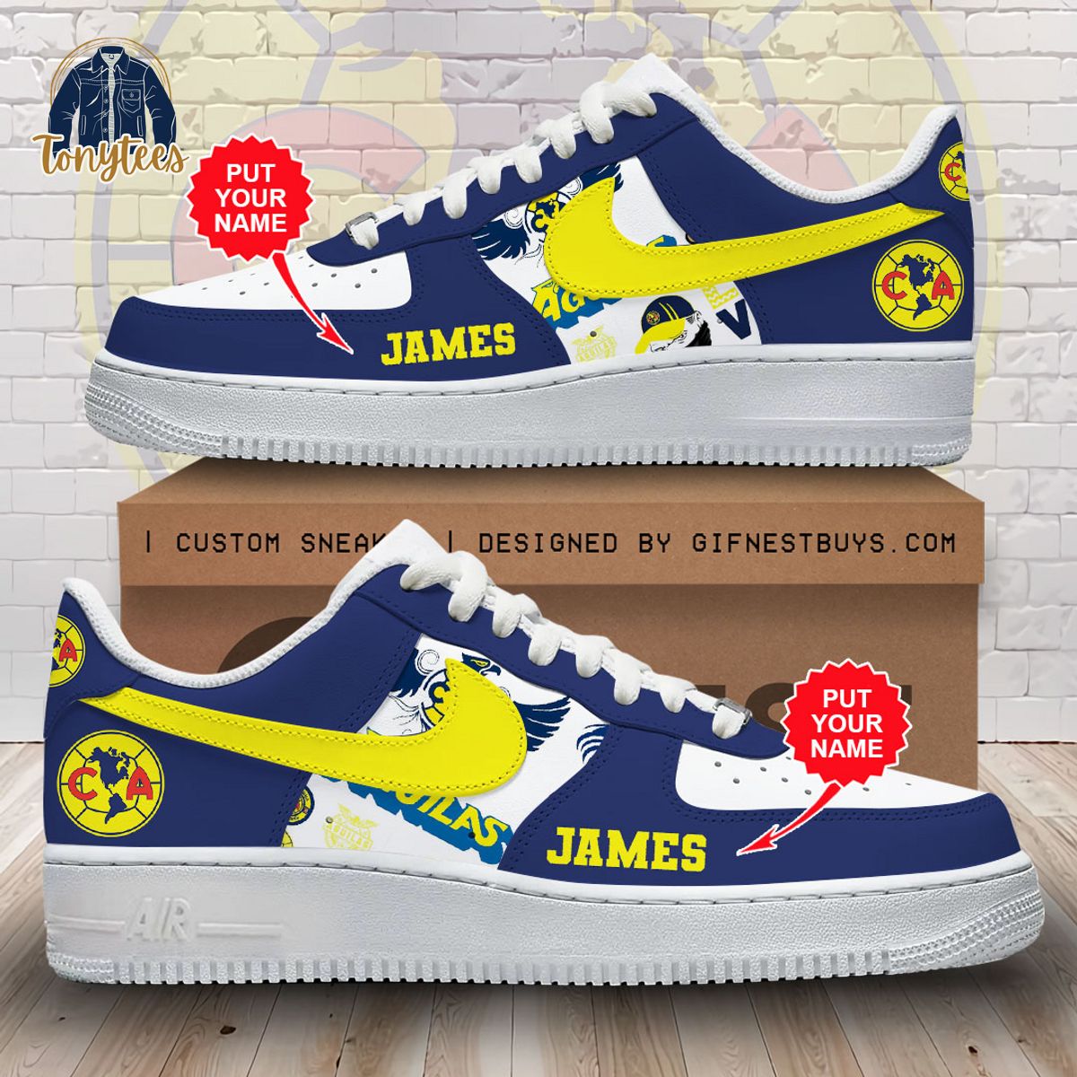 Club América Custom Name Air Force 1 Sneaker