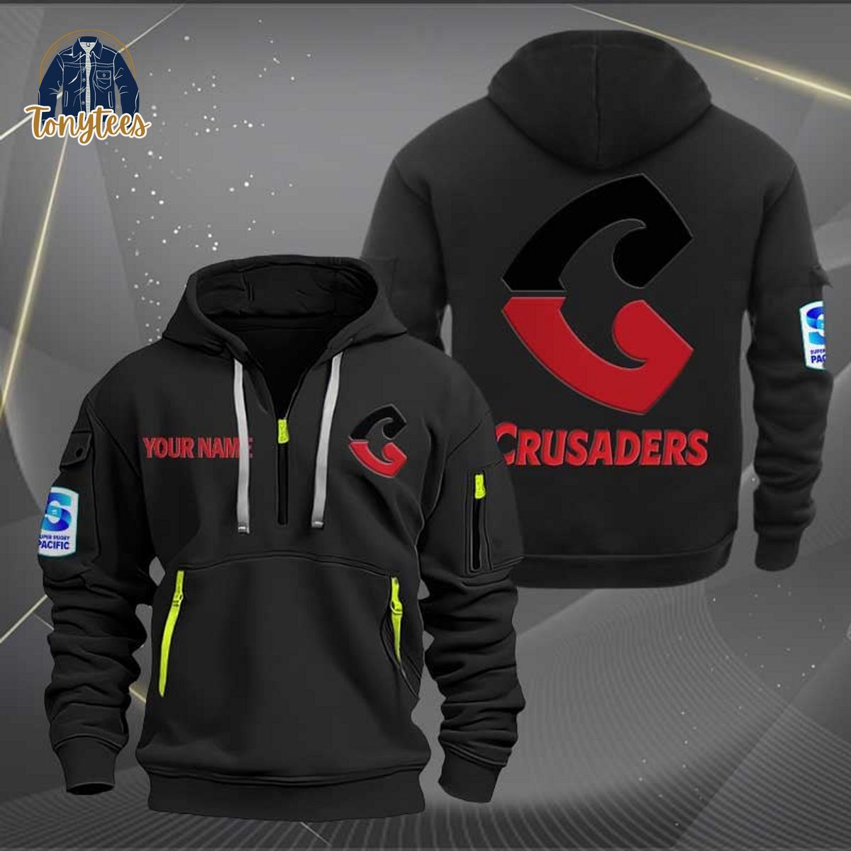 Crusaders Super Rugby Custom Name Heavy Hoodie