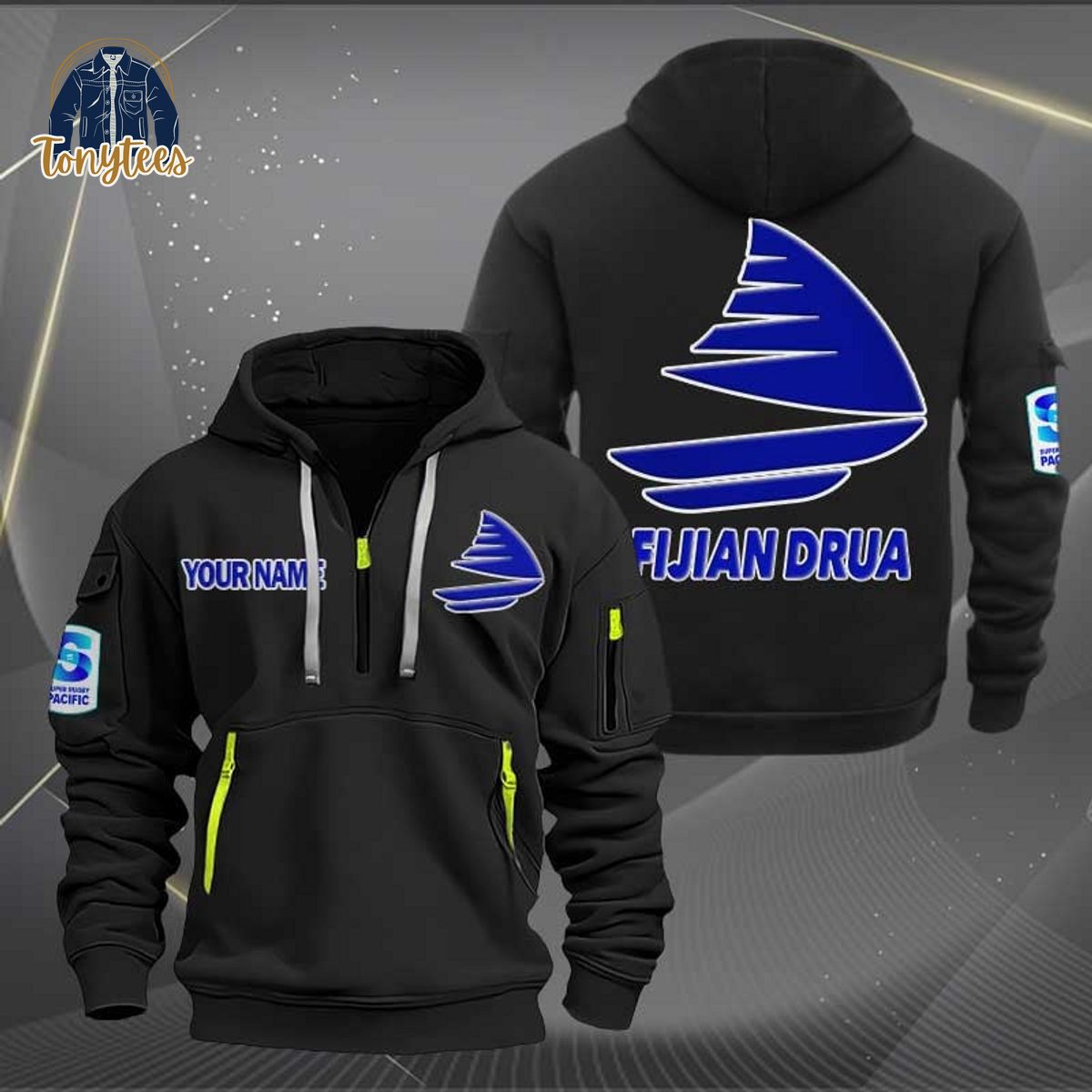 Fijian Drua Super Rugby Custom Name Heavy Hoodie