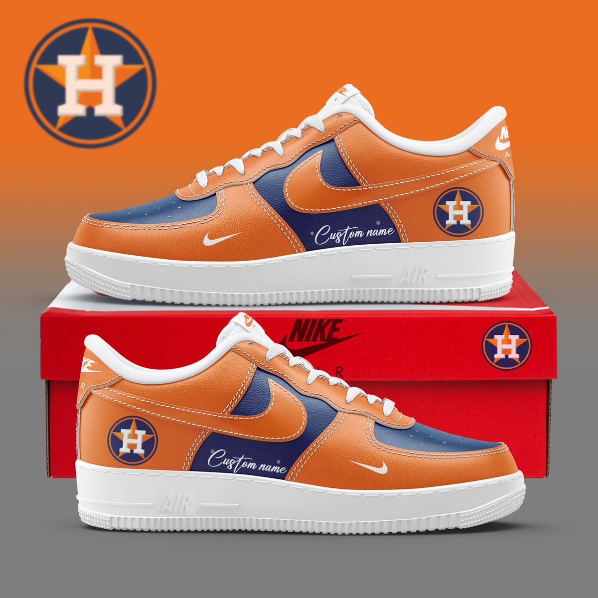 Houston Astros Custom Name Air Force 1 Sneaker