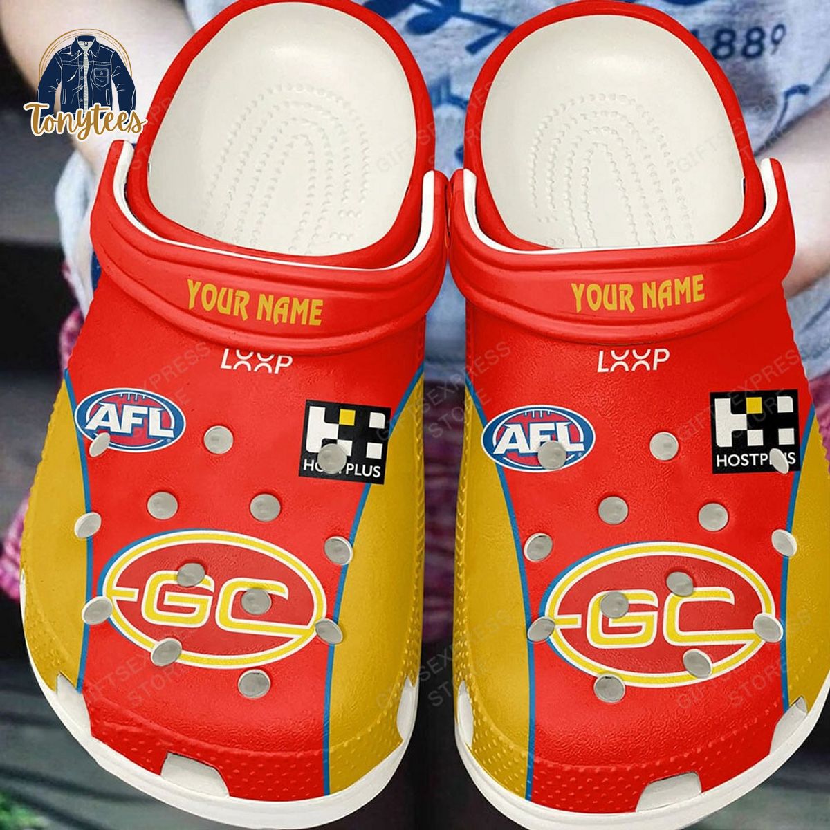 Personalized AFL Gold Coast Football Club Crocs Clogs