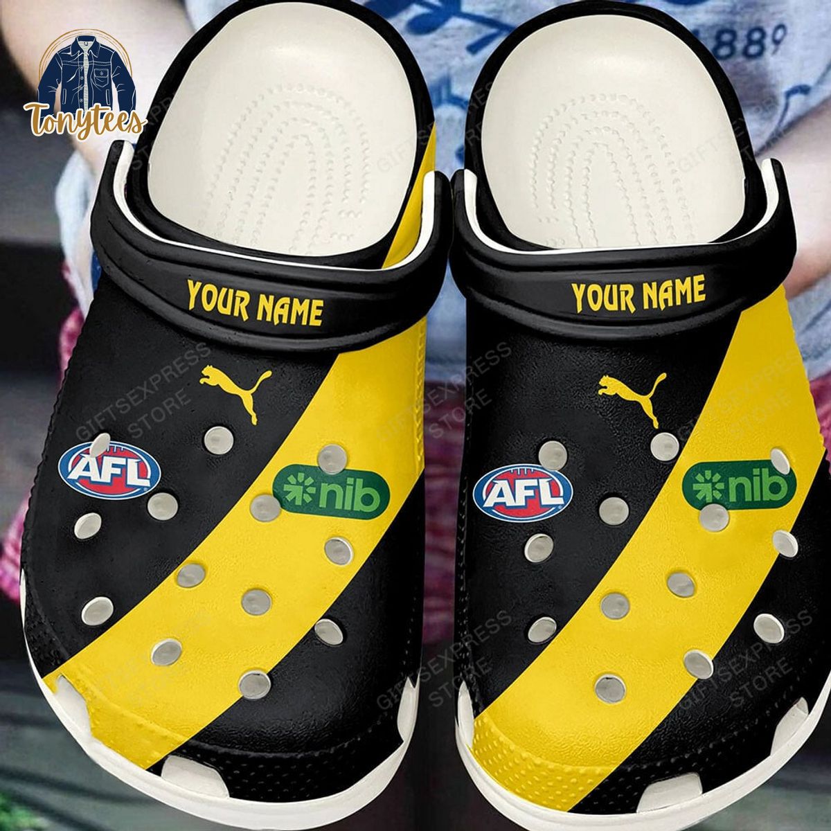 Personalized AFL Richmond Football Club Crocs Clogs