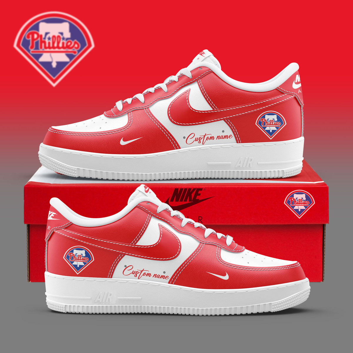 Philadelphia Phillies Custom Name Air Force 1 Sneaker