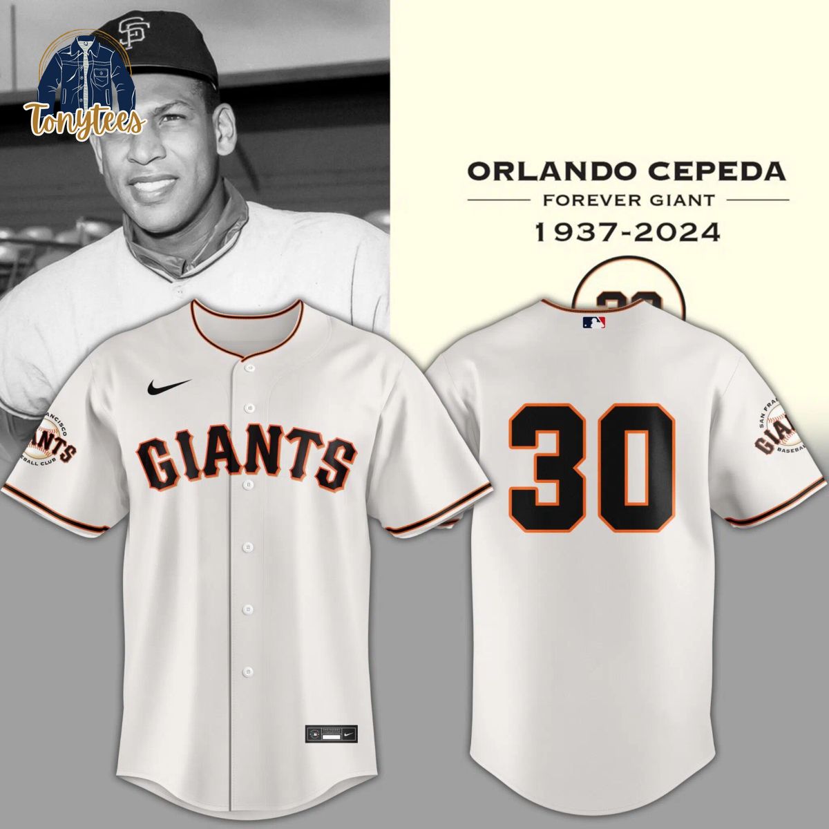 San Francisco Giants Orlando Cepeda Forever Giant 1937-2024 Baseball Jersey