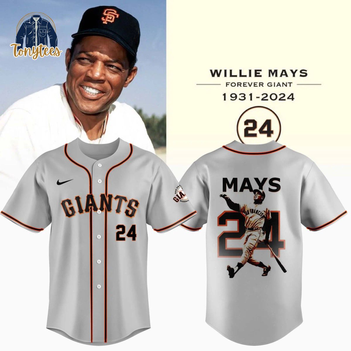 San Francisco Giants Willie Mays Forever Giant 1931-2024 Baseball Jersey