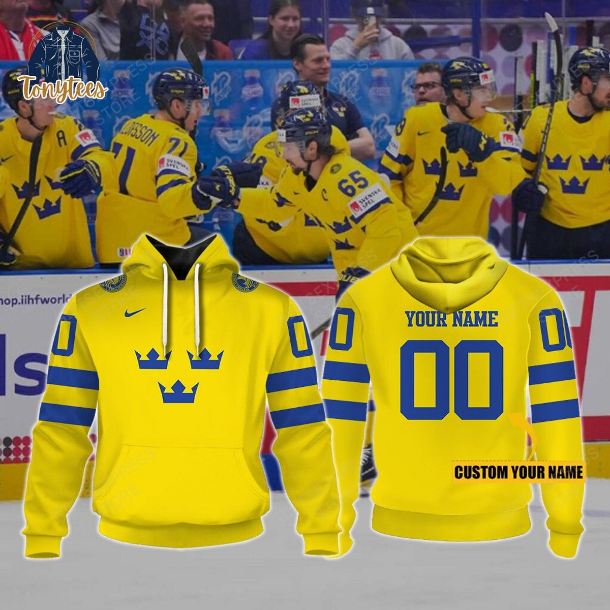 Sweden Ice Hockey Personalized Hoodie