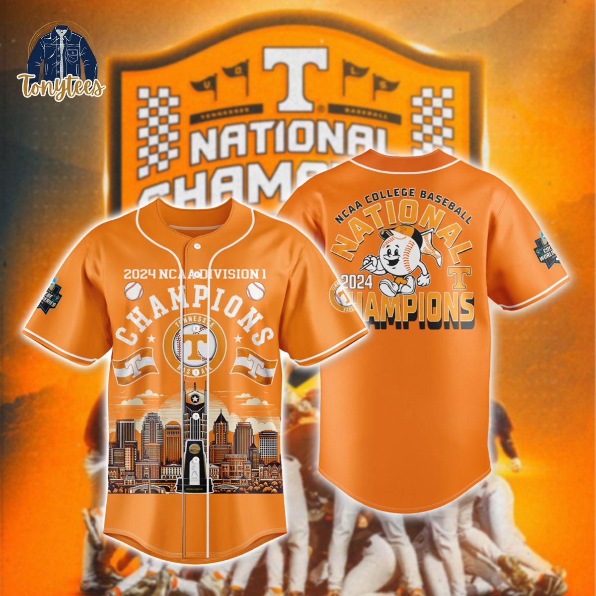 Tennessee Volunteers 2024 NCAA Division I Champions Baseball Jersey