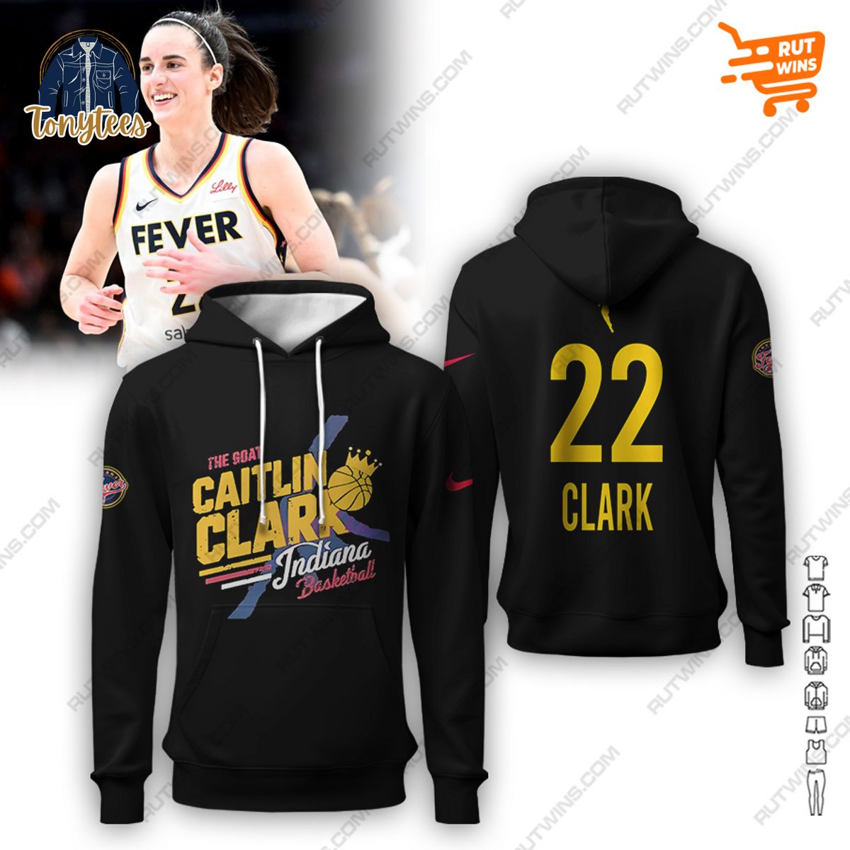 The Goat Caitlin Clark Indiana Basketball 22 Clark 3d hoodie