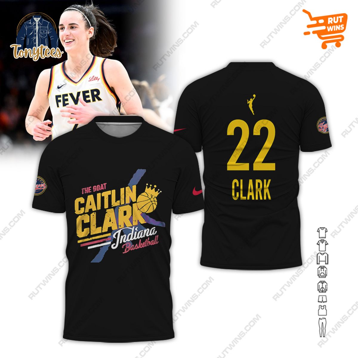 The Goat Caitlin Clark Indiana Basketball 22 Clark 3d hoodie