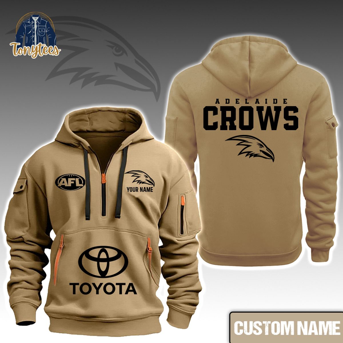 AFL Adelaide Crows Custom Name New Heavy Hoodie
