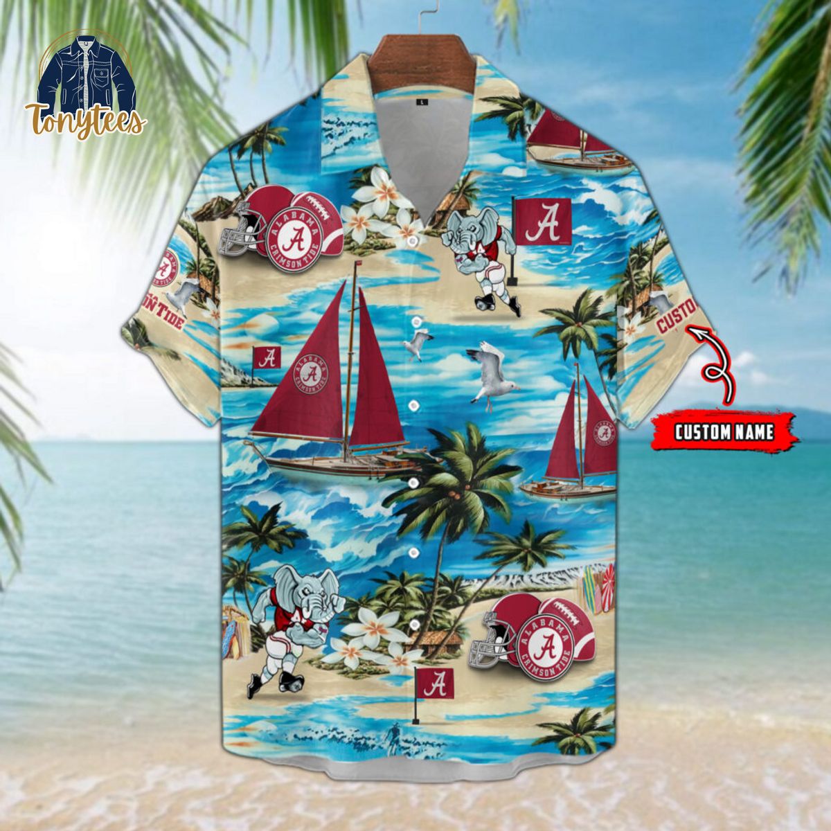 Alabama Crimson Tide Custom Name Summer Tropical Hawaiian Shirt