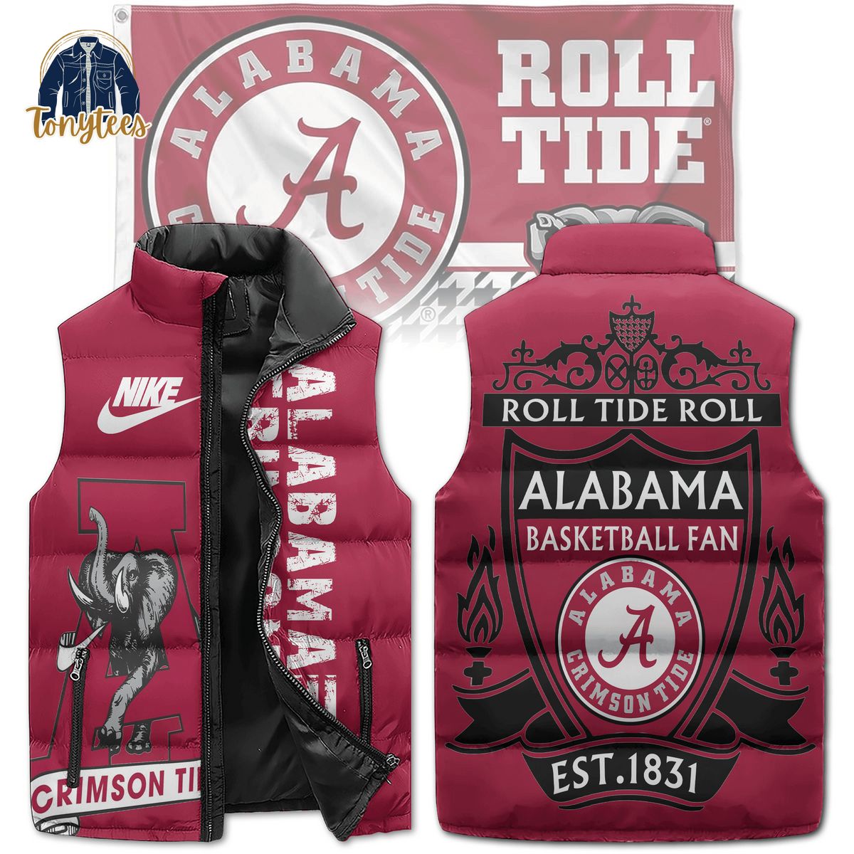 Alabama Crimson Tide Nike Puffer Sleeveless Jacket