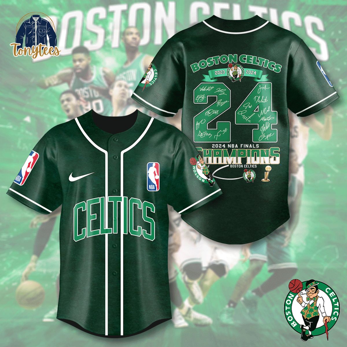 Boston Celtics 2024 NBA Finals Champions Baseball Jersey