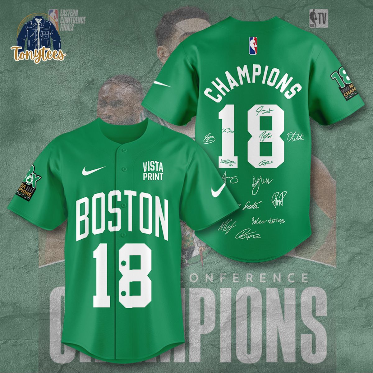 Boston Celtics NBA Champs 18 Baseball Jersey