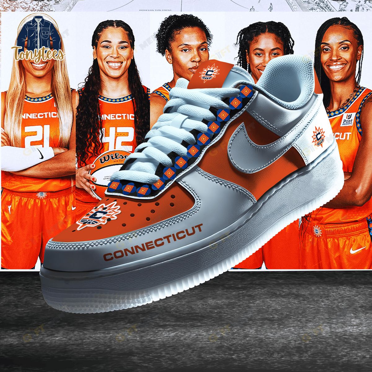 Connecticut Sun WNBA Air Force 1 Sneaker