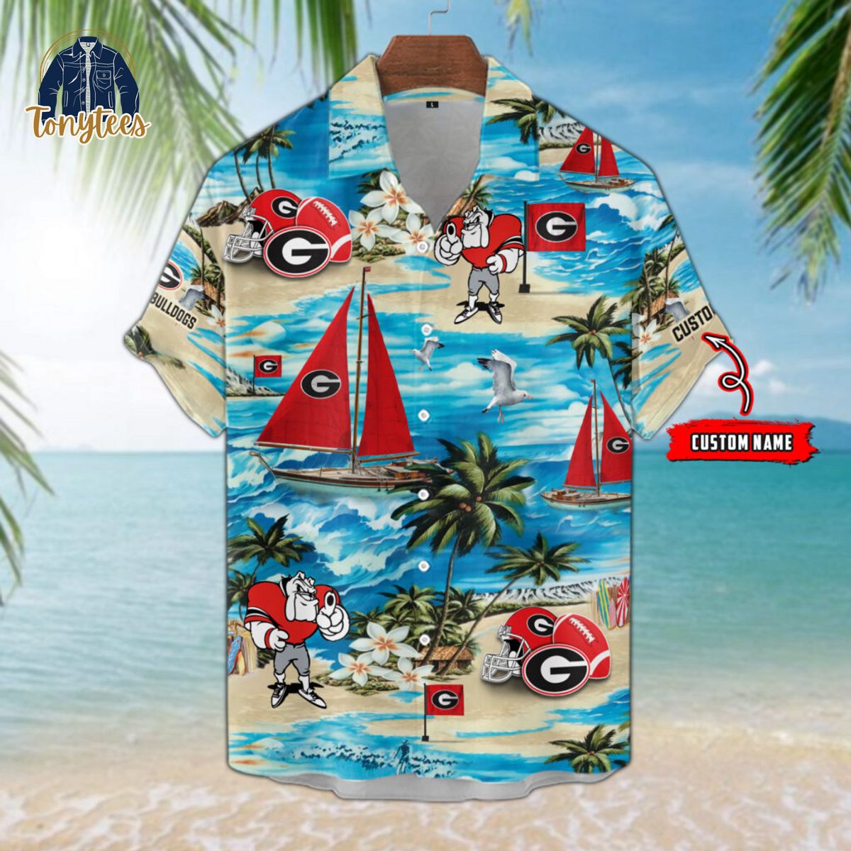 Georgia Bulldogs Custom Name Summer Tropical Hawaiian Shirt