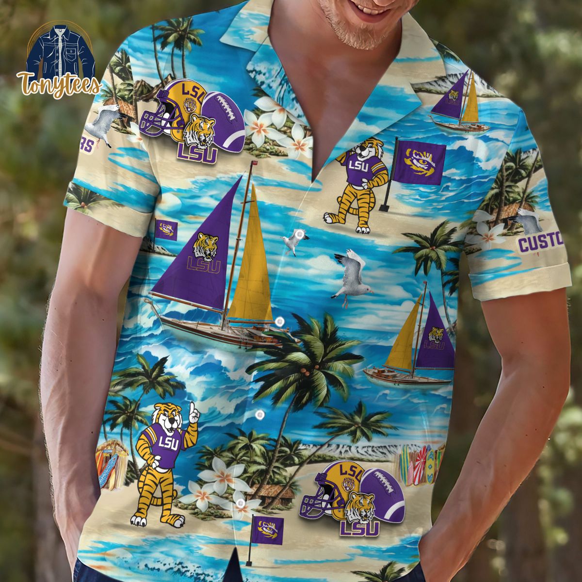 LSU Tigers Custom Name Summer Tropical Hawaiian Shirt