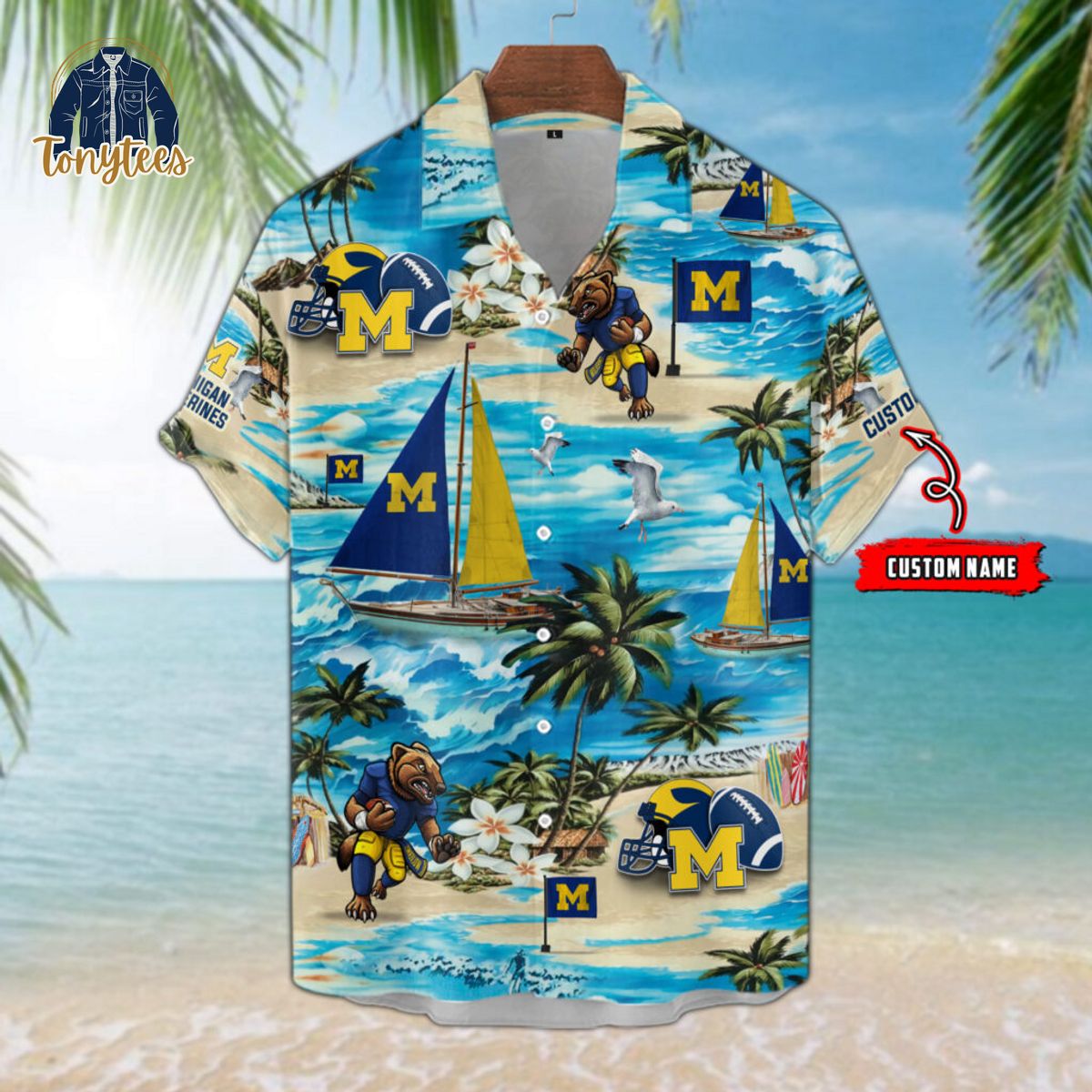 Michigan Wolverines Custom Name Summer Tropical Hawaiian Shirt