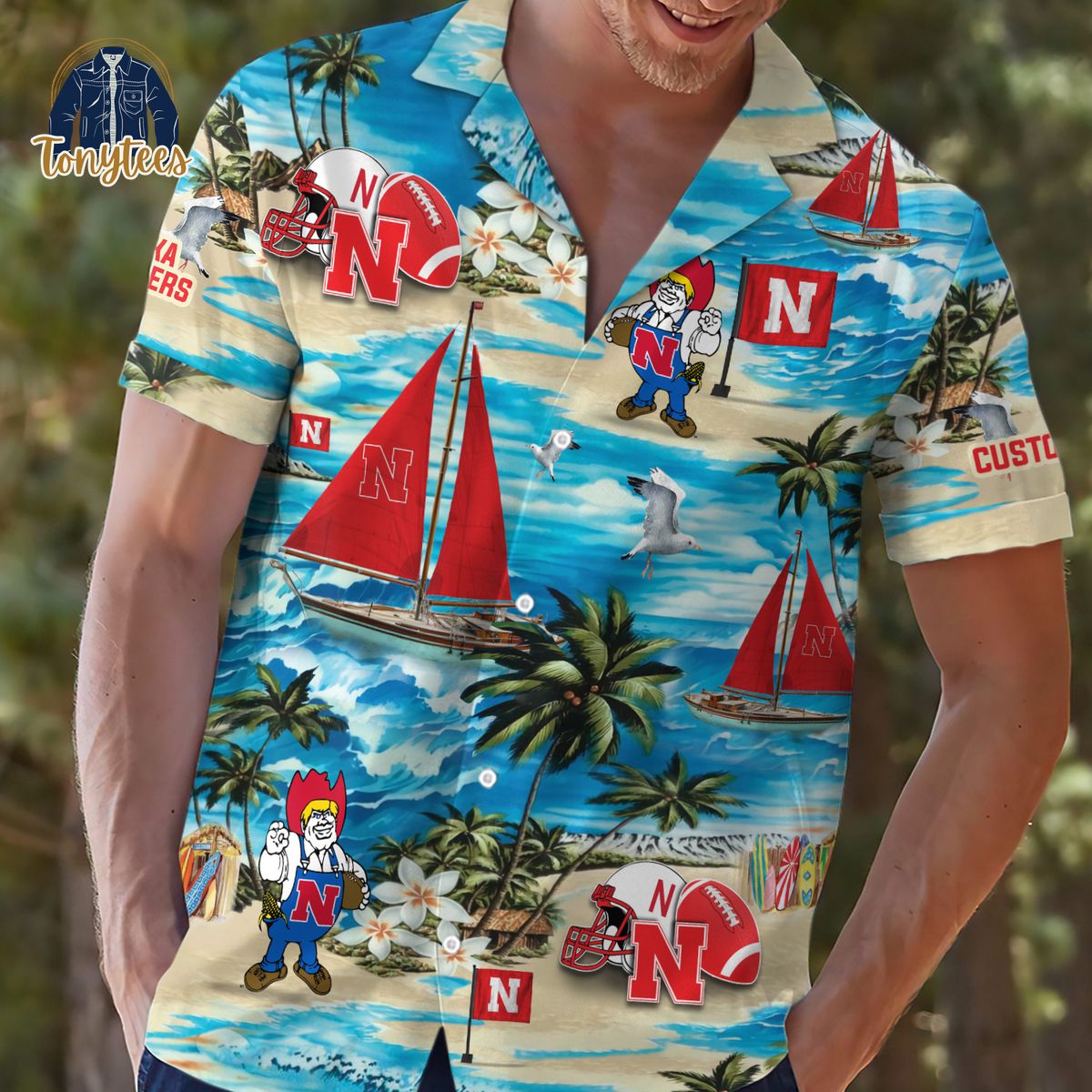 Nebraska Cornhuskers Custom Name Summer Tropical Hawaiian Shirt