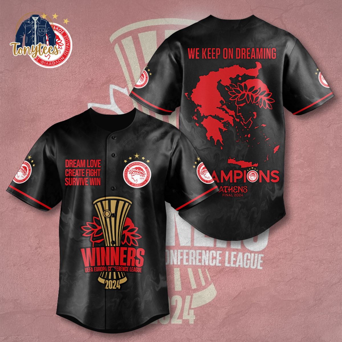 Olympiakos F.C. UEFA Europa Conference Winners 2024 Baseball Jersey