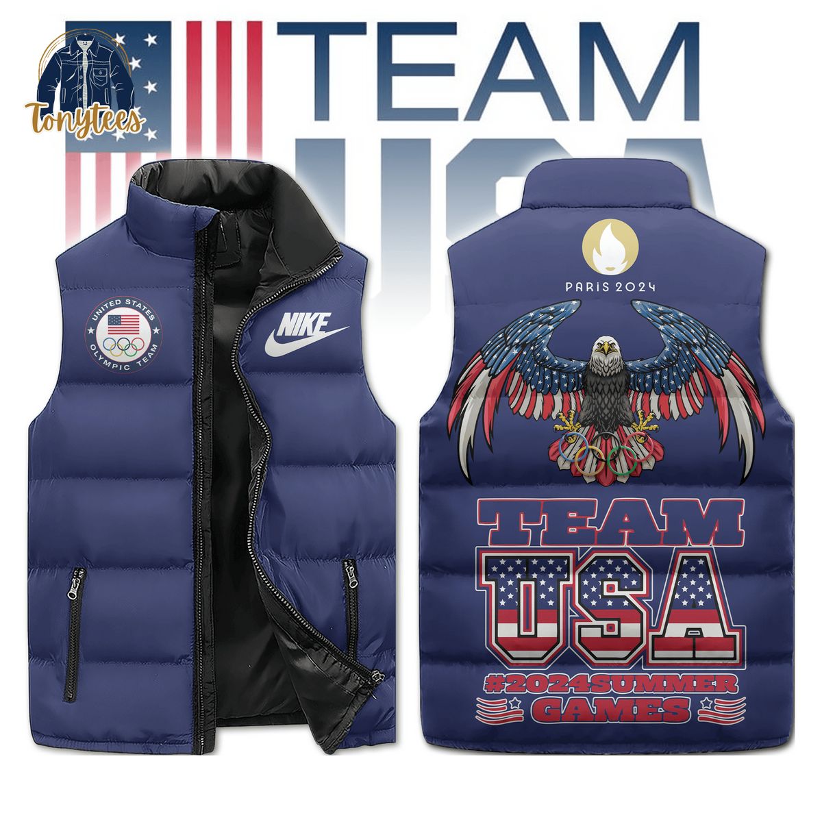 USA Team Olympic Paris 2024 Nike Puffer Sleeveless Jacket