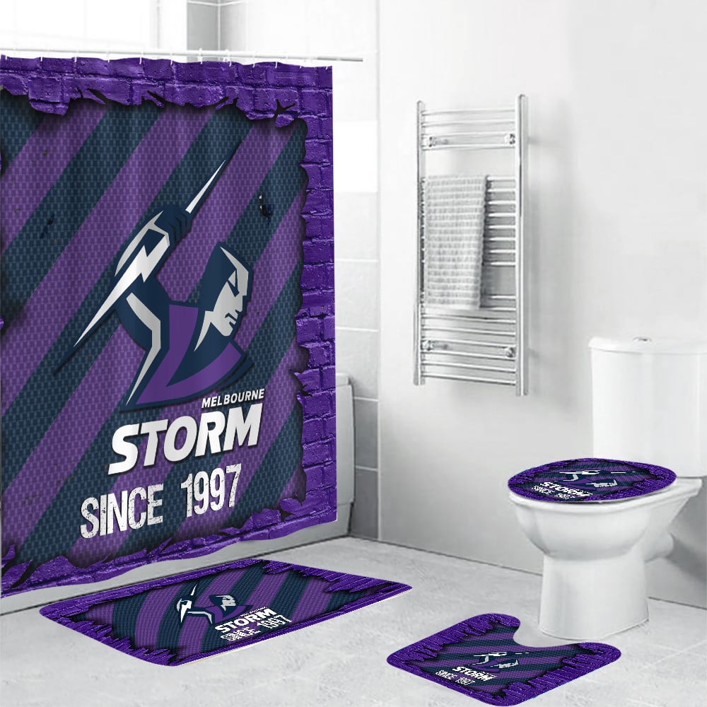 Melbourne Storm NRL Shower Curtain Bathroom Set