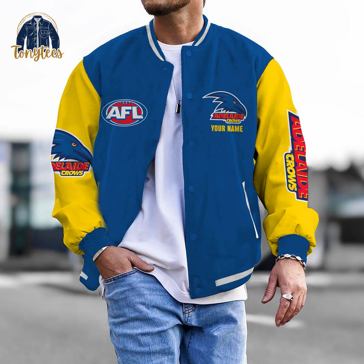 Adelaide Football Club AFL Custom Name Baseball Jacket