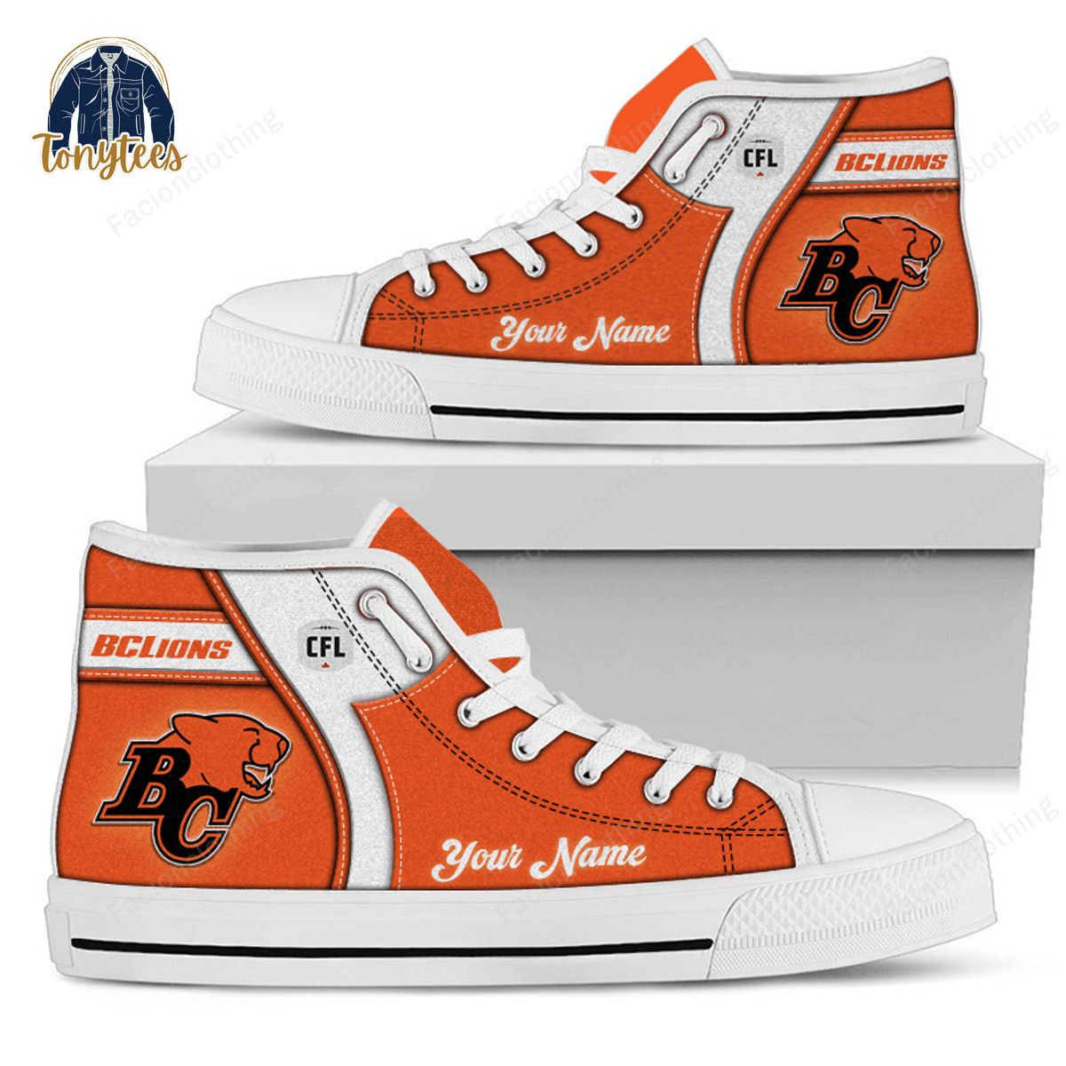 BC Lions CFL Personalized High Top Canvas Shoes