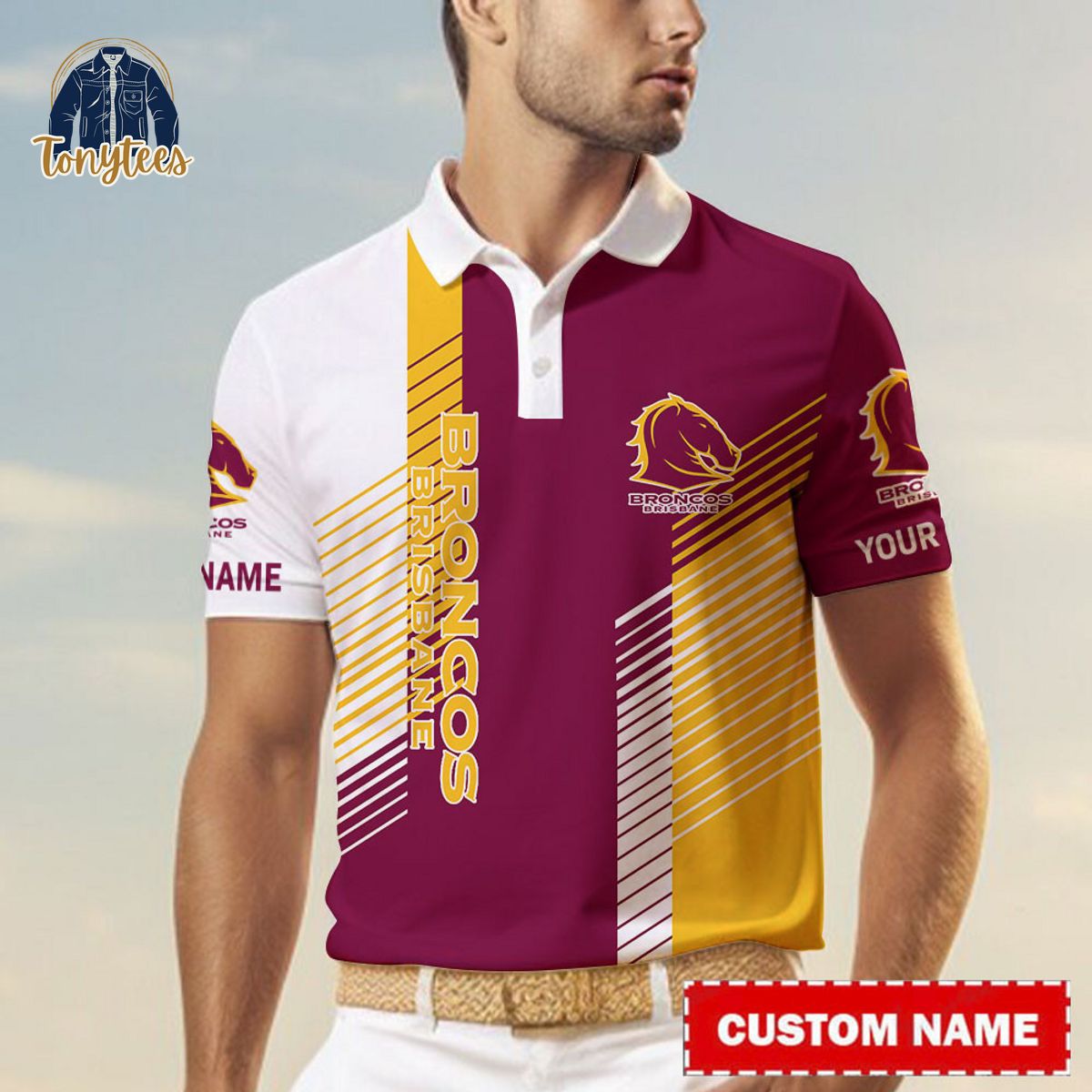 Brisbane Broncos NRL Custom Name Polo Shirt