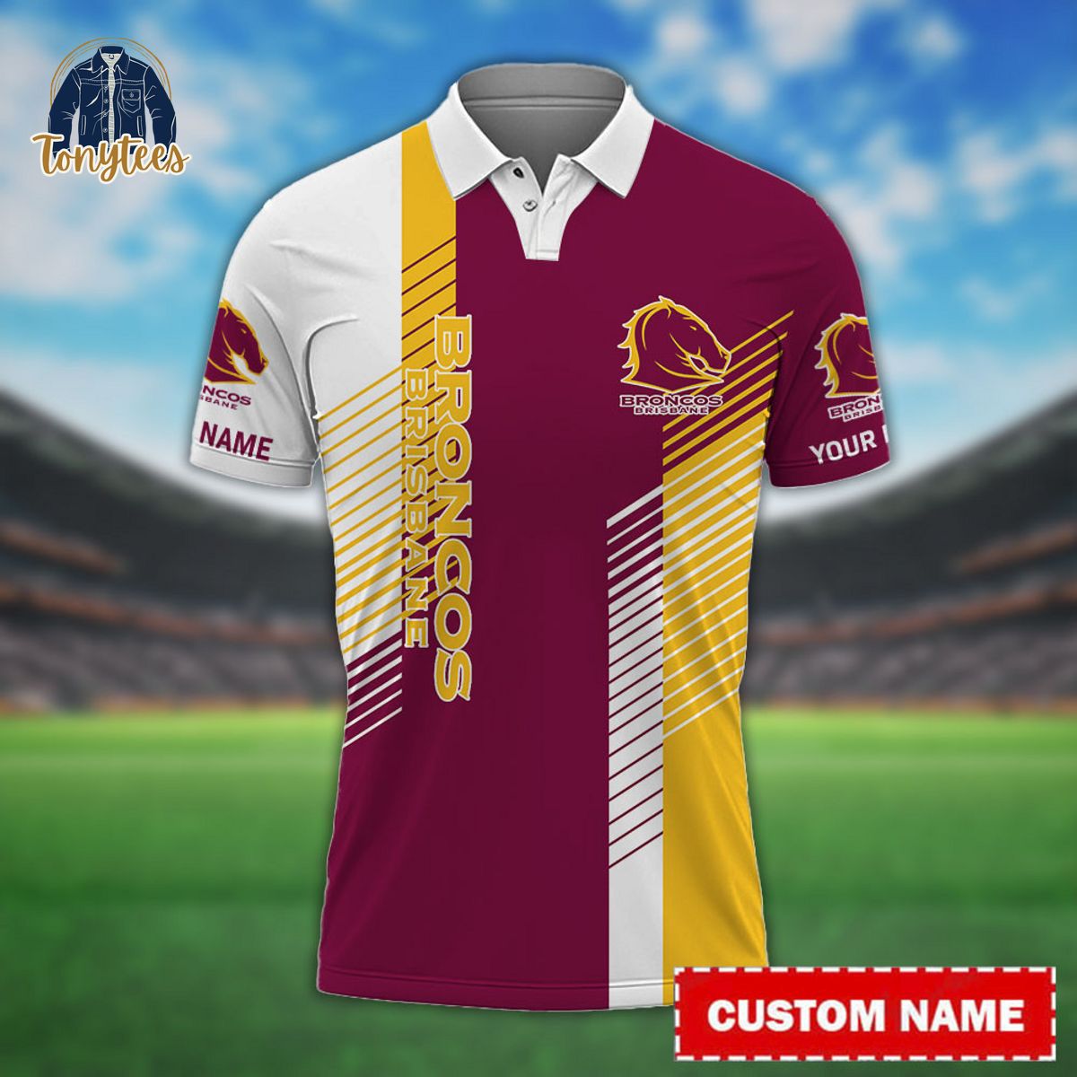 Brisbane Broncos NRL Custom Name Polo Shirt