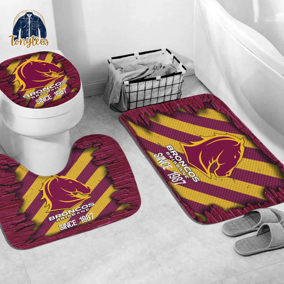 Brisbane Broncos NRL Shower Curtain Bathroom Set