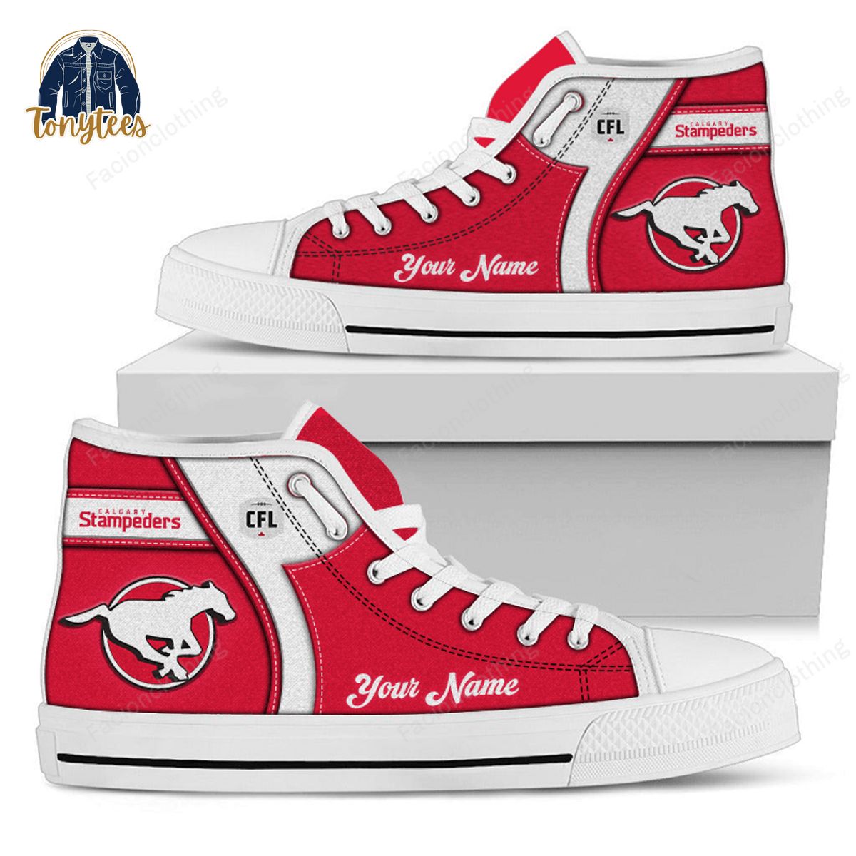 Calgary Stampeders CFL Personalized High Top Canvas Shoes