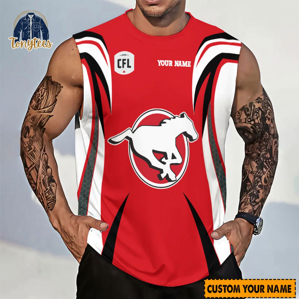 Calgary Stampeders CFL Red Personalized Tanktop