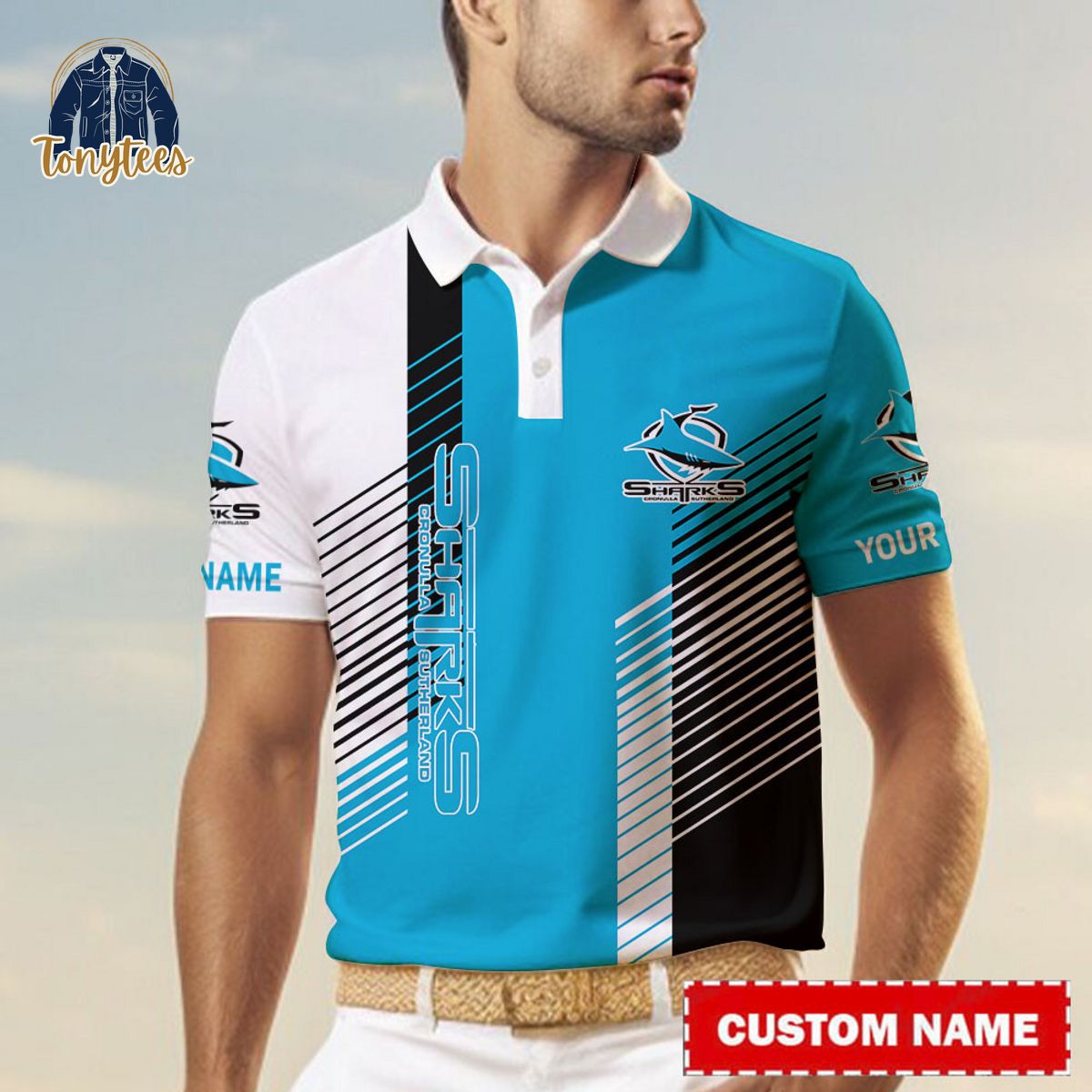 Cronulla-Sutherland Sharks NRL Custom Name Polo Shirt