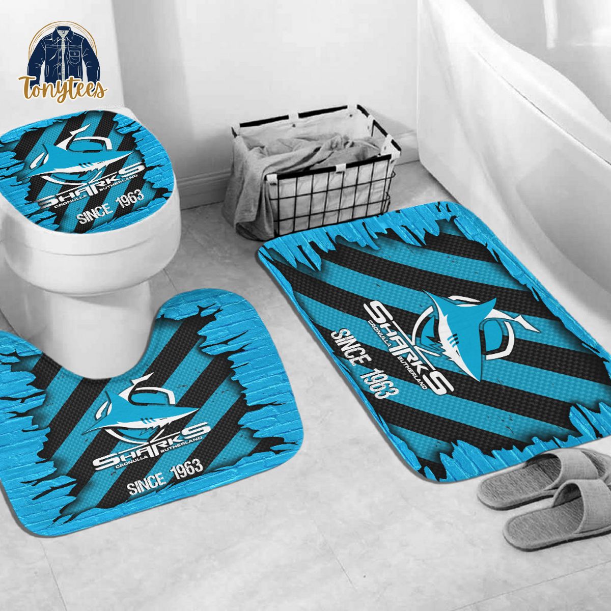 Cronulla-Sutherland Sharks NRL Shower Curtain Bathroom Set