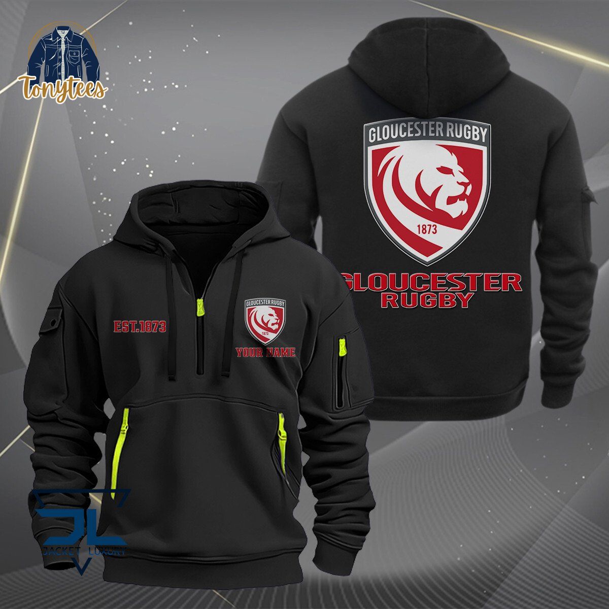 Gloucester Rugby Personalized Heavy Hoodie