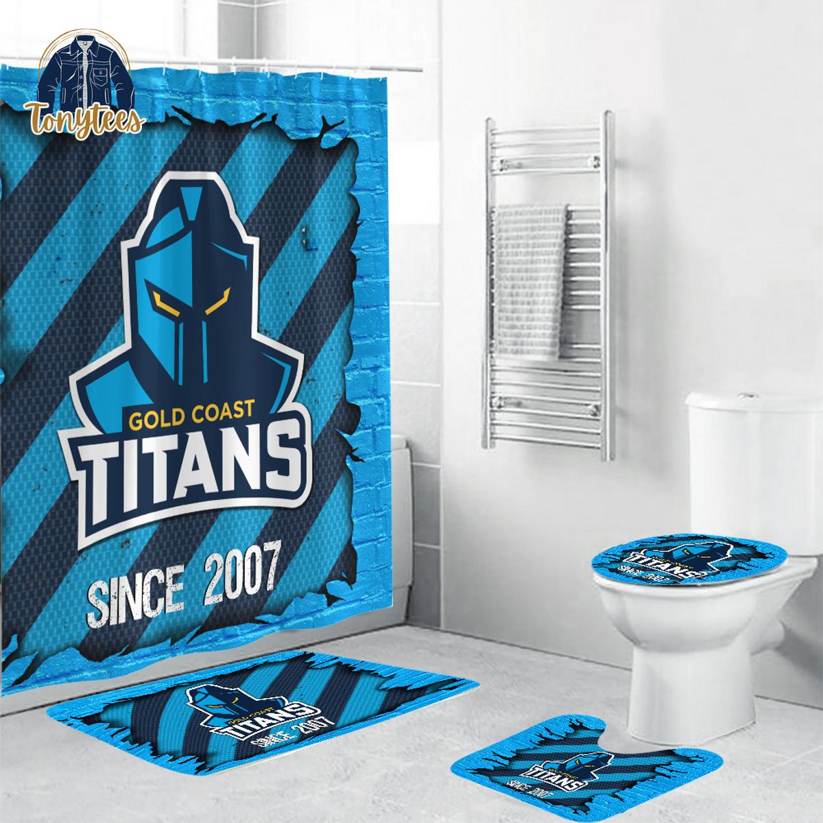 Gold Coast Titans NRL Shower Curtain Bathroom Set