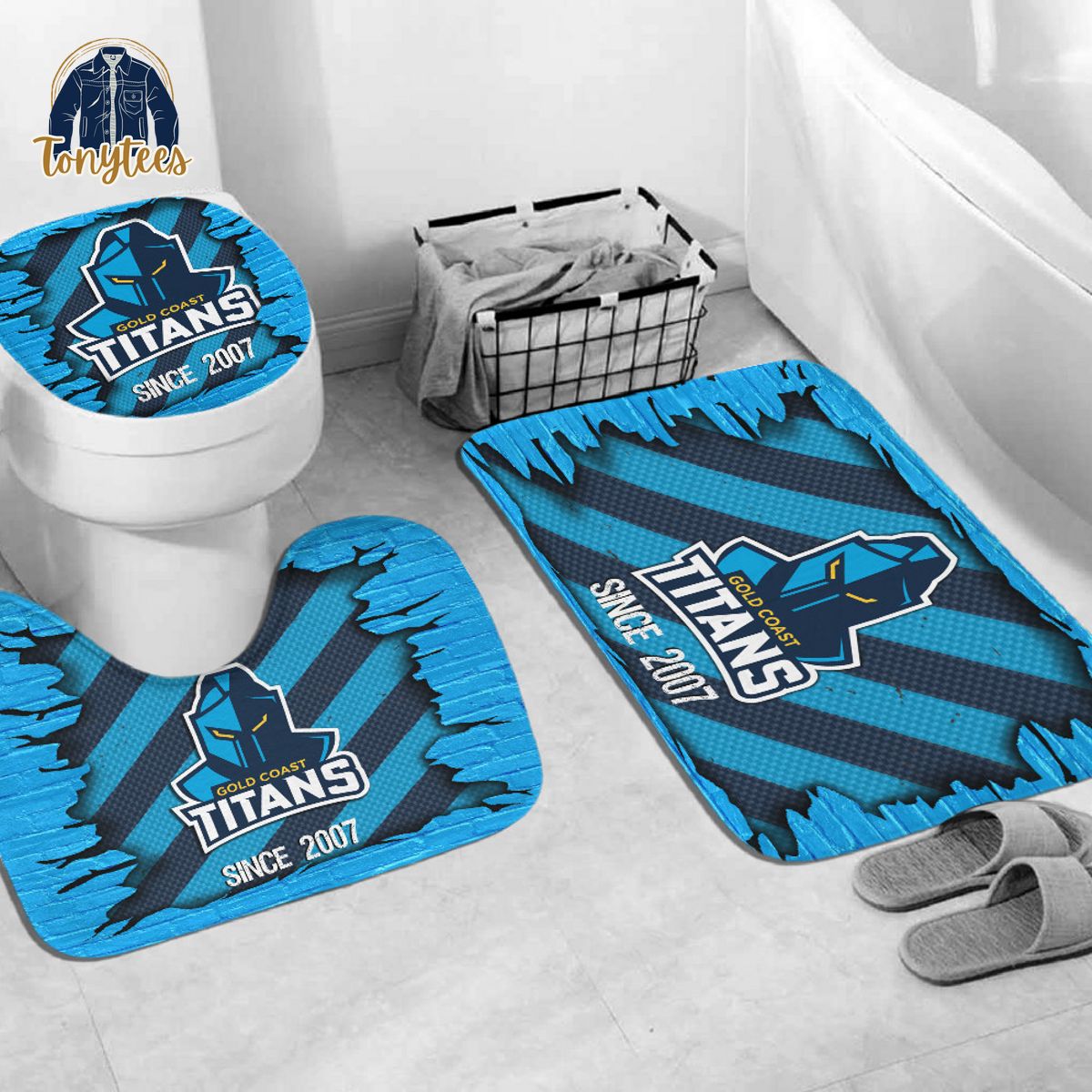 Gold Coast Titans NRL Shower Curtain Bathroom Set