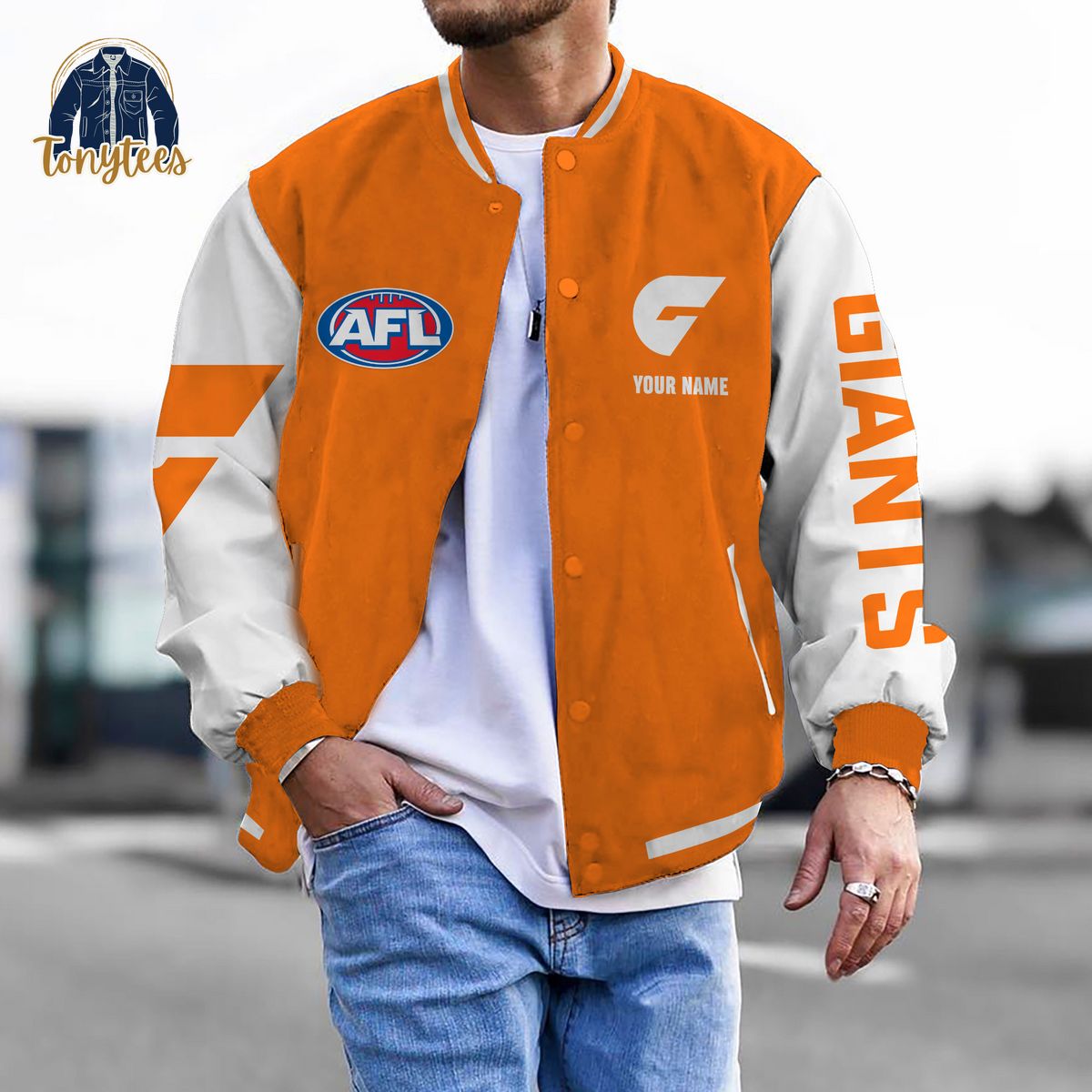 GWS GIANTS AFL Custom Name Baseball Jacket