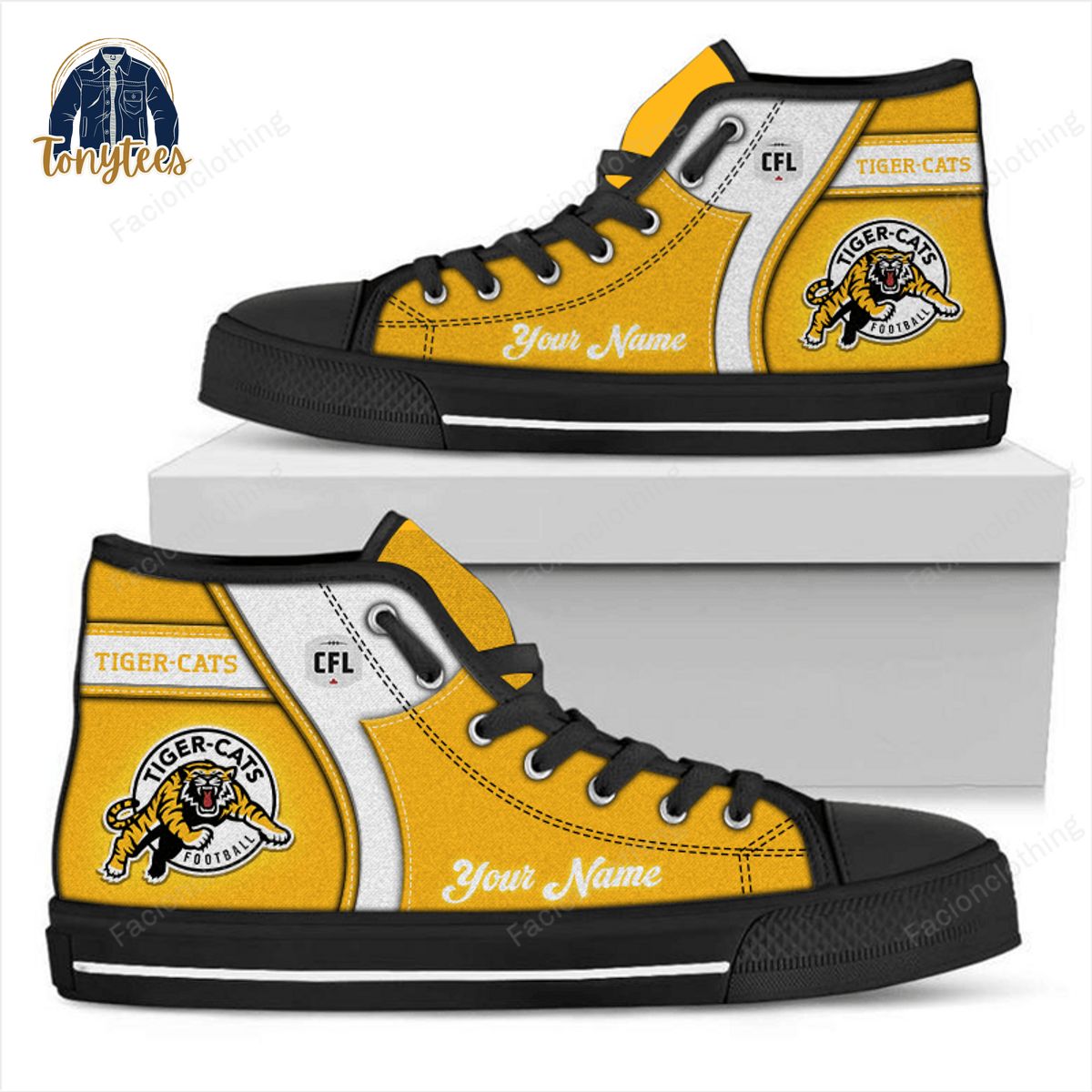 Hamilton Tiger-Cats CFL Personalized High Top Canvas Shoes