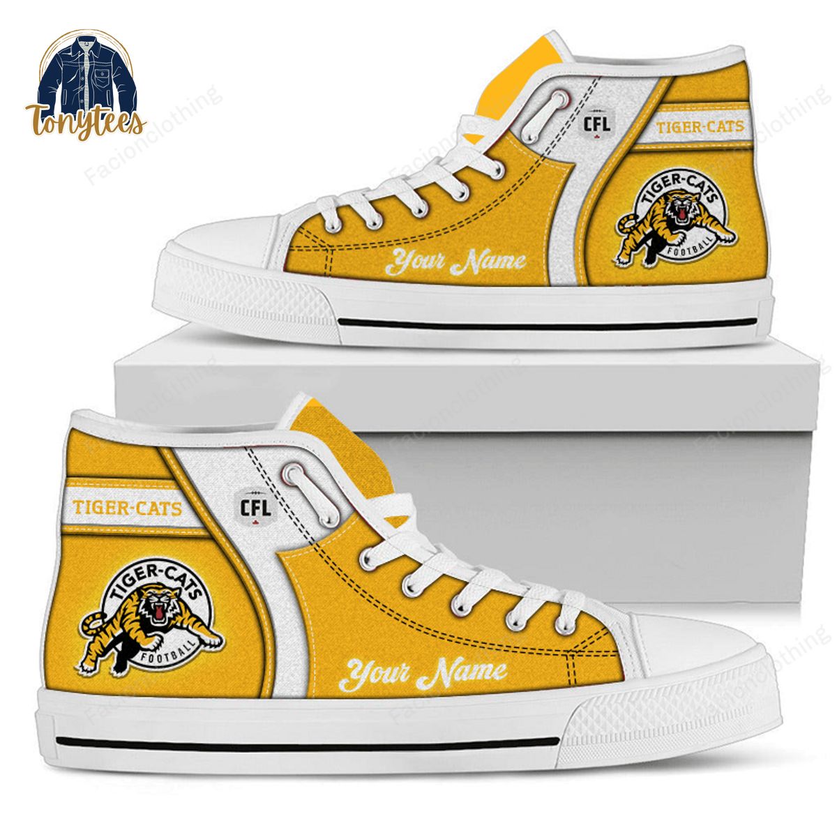 Hamilton Tiger-Cats CFL Personalized High Top Canvas Shoes