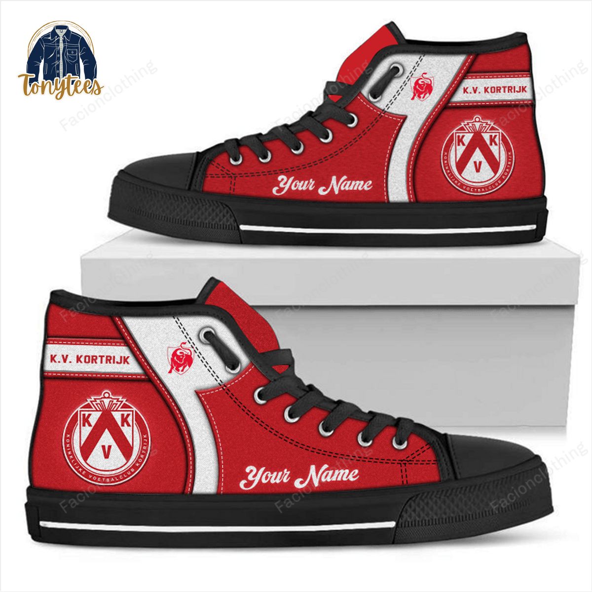 K.V. Kortrijk Personalized High Top Canvas Shoes