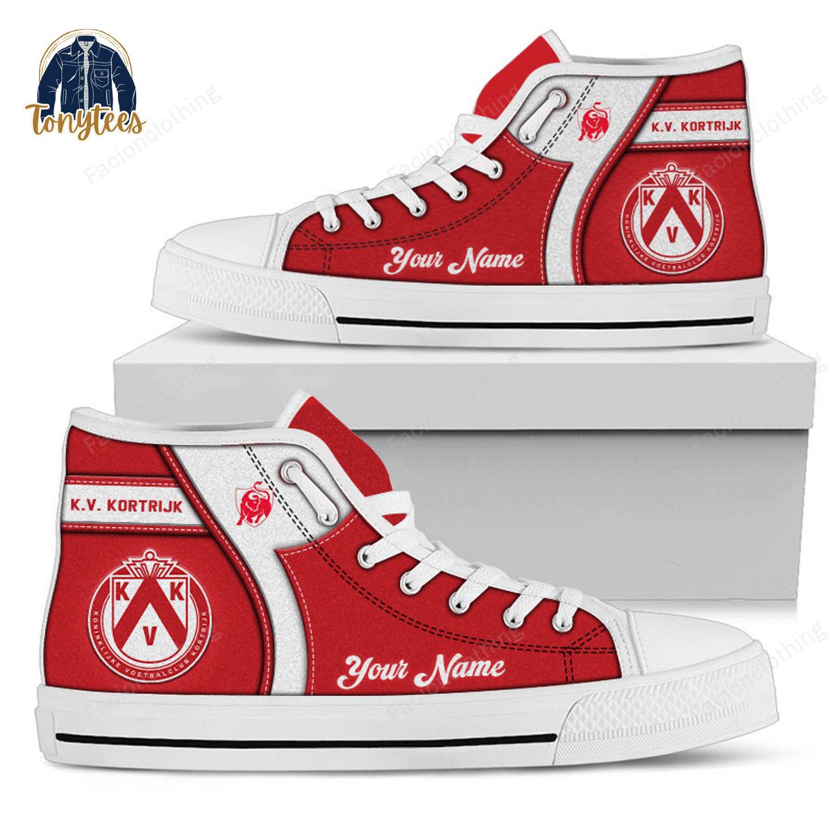 K.V. Kortrijk Personalized High Top Canvas Shoes