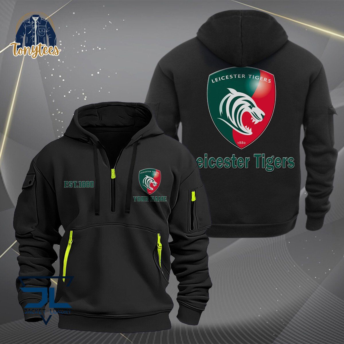 Leicester Tigers Rugby Personalized Heavy Hoodie