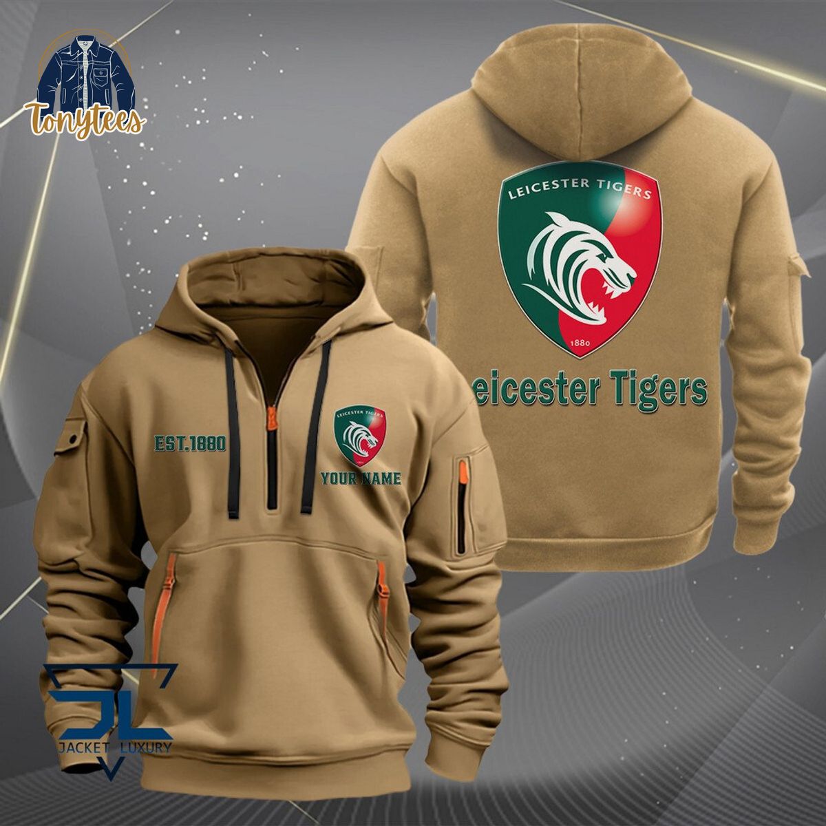 Leicester Tigers Rugby Personalized Heavy Hoodie