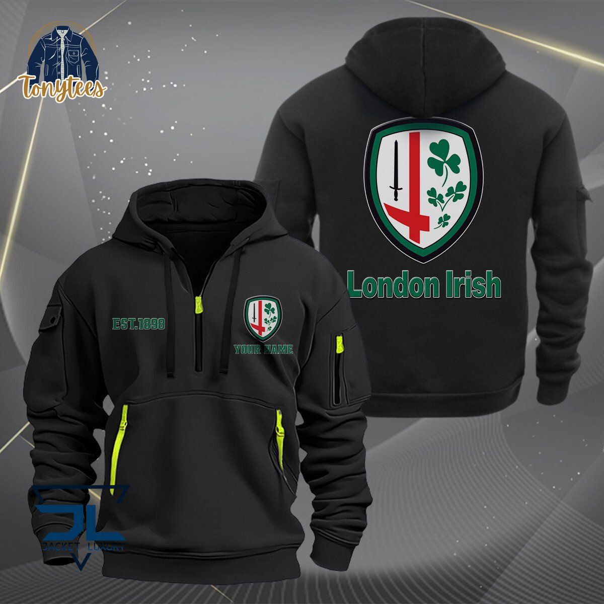 London Irish Rugby Personalized Heavy Hoodie