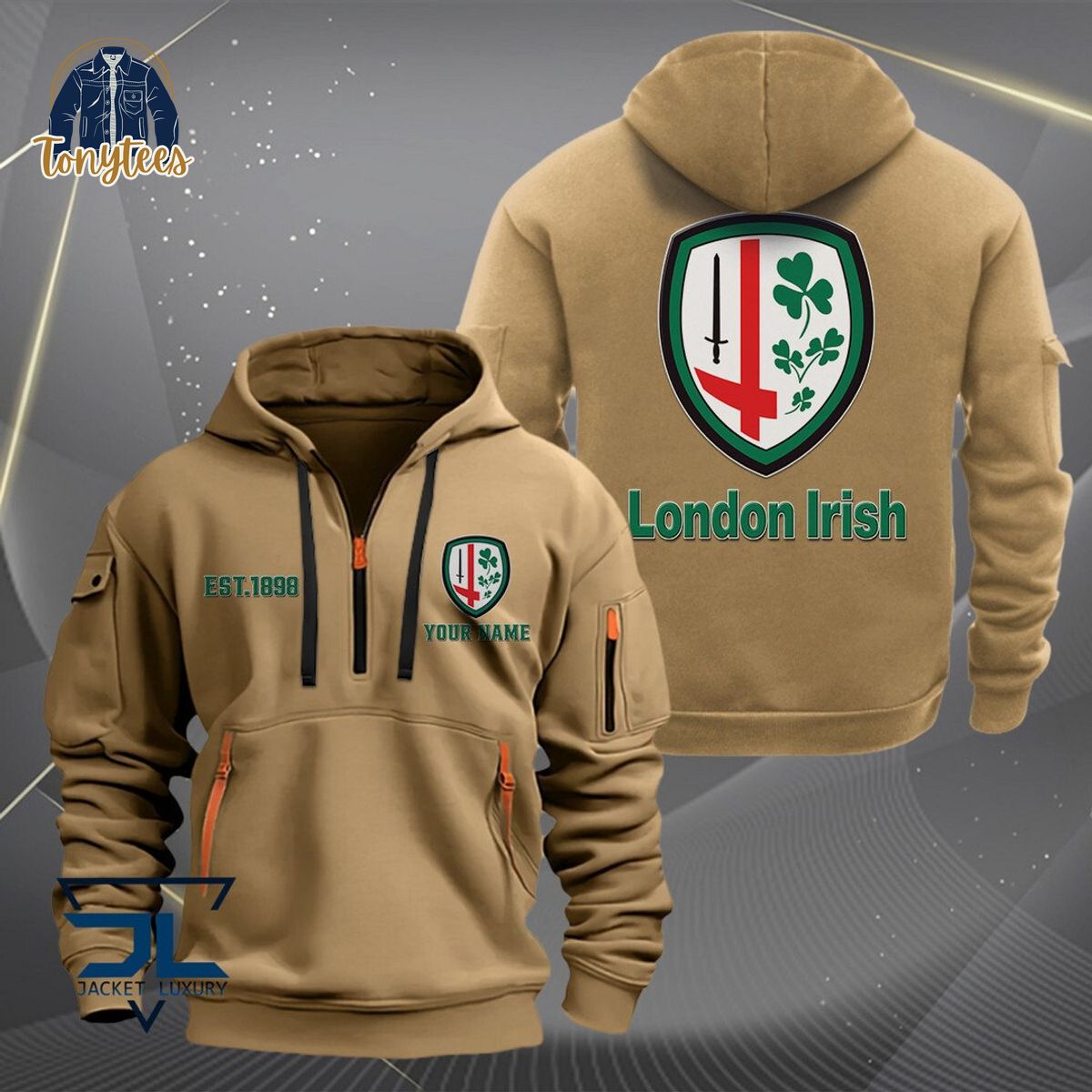 London Irish Rugby Personalized Heavy Hoodie