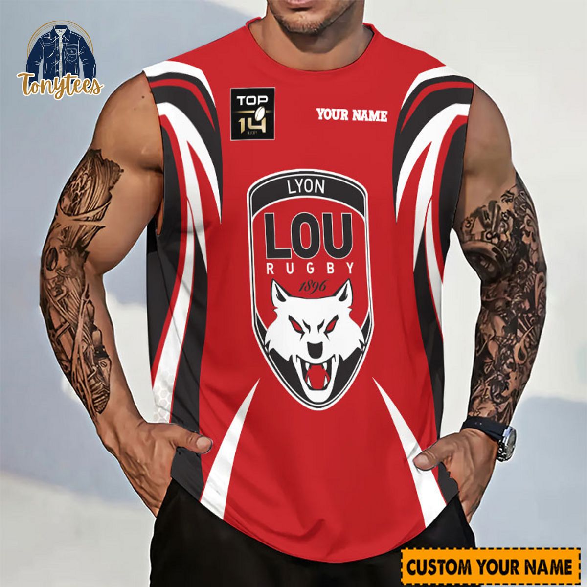 Lyon Olympique Universitaire Rugby Top 14 Personalized Tanktop